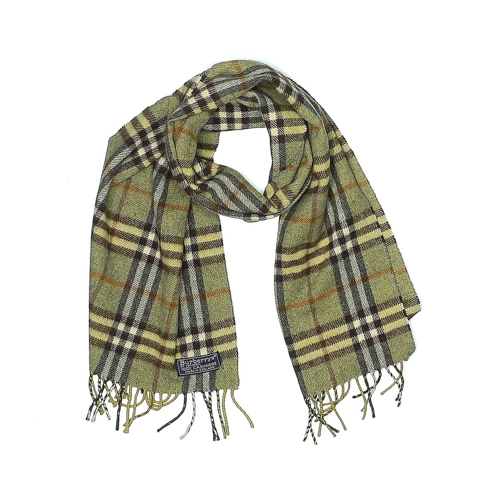 BURBERRY Green Brown/Tan Large Chunky Lambswool Scarf